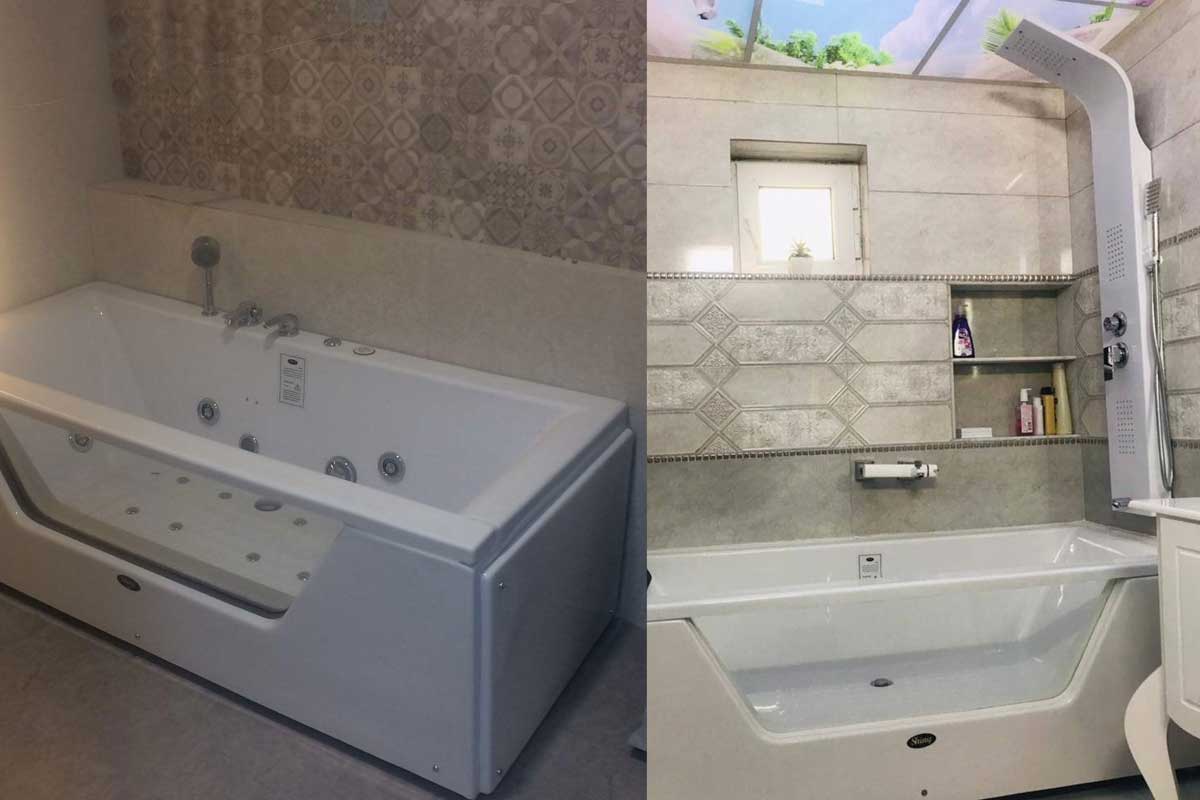 نمونه نصب جکوزی شاینی جلو شیشه‌ای مدل 029